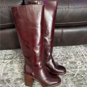 Vince Camuto Brown Heeled Boots with Chunky Heel